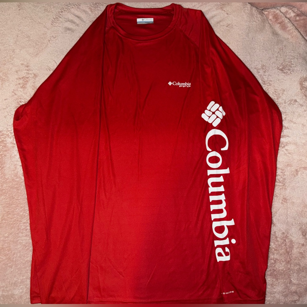 Columbia PFG Men’s Terminal Tackle Long Sleeve Fishing Shirt Red - Size Large